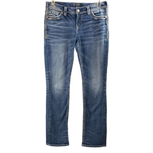 SILVER JEANS Women's Medium Blue Wash Suki Mid Straight Jeans Size 30x32